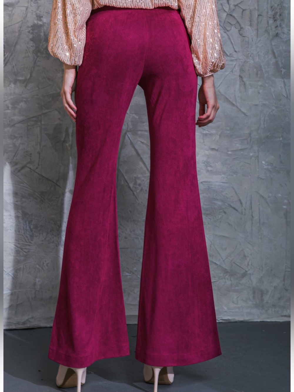 Flying Tomato Women's Faux Suede Flare Pants NWOT - Picture 2 of 5